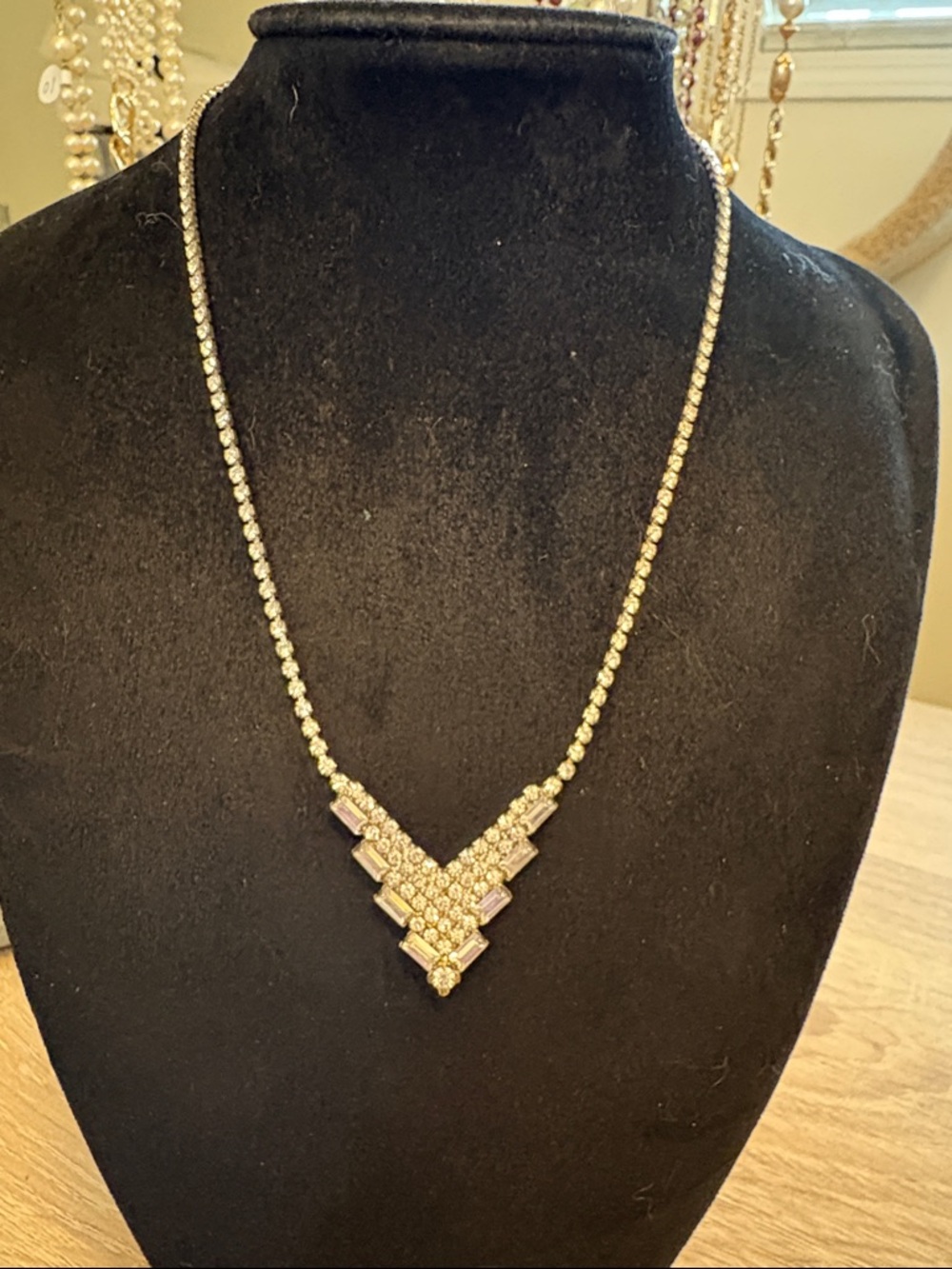 Vintage Cubic Zirconia Necklace art deco